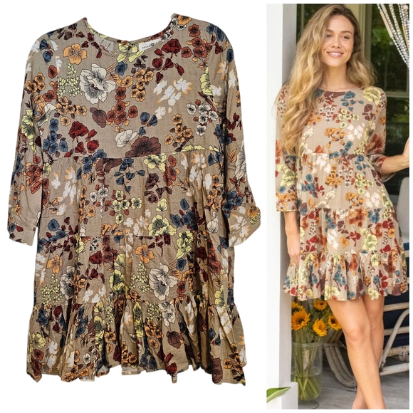 Natural Life Mini Heidi Tiered Floral Dress - Picture 1 of 8